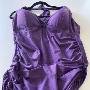 Purple Halter One-Piece Plus Size Swimsuit